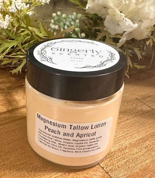 Magnesium Tallow Lotion in Peach and Apricot